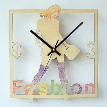 DIY Plywood Art Wall Clock-Fashion Girl